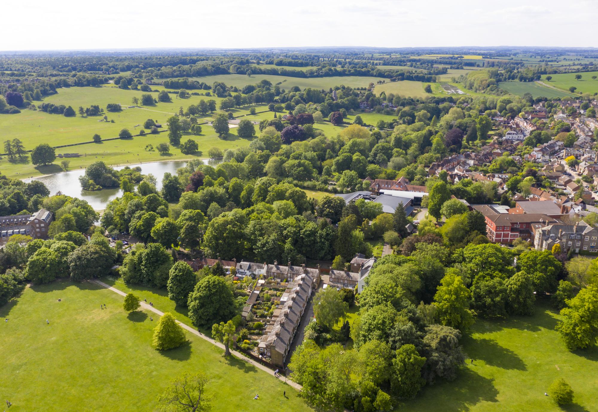 Aerial view of St Albans in Hertfordshire