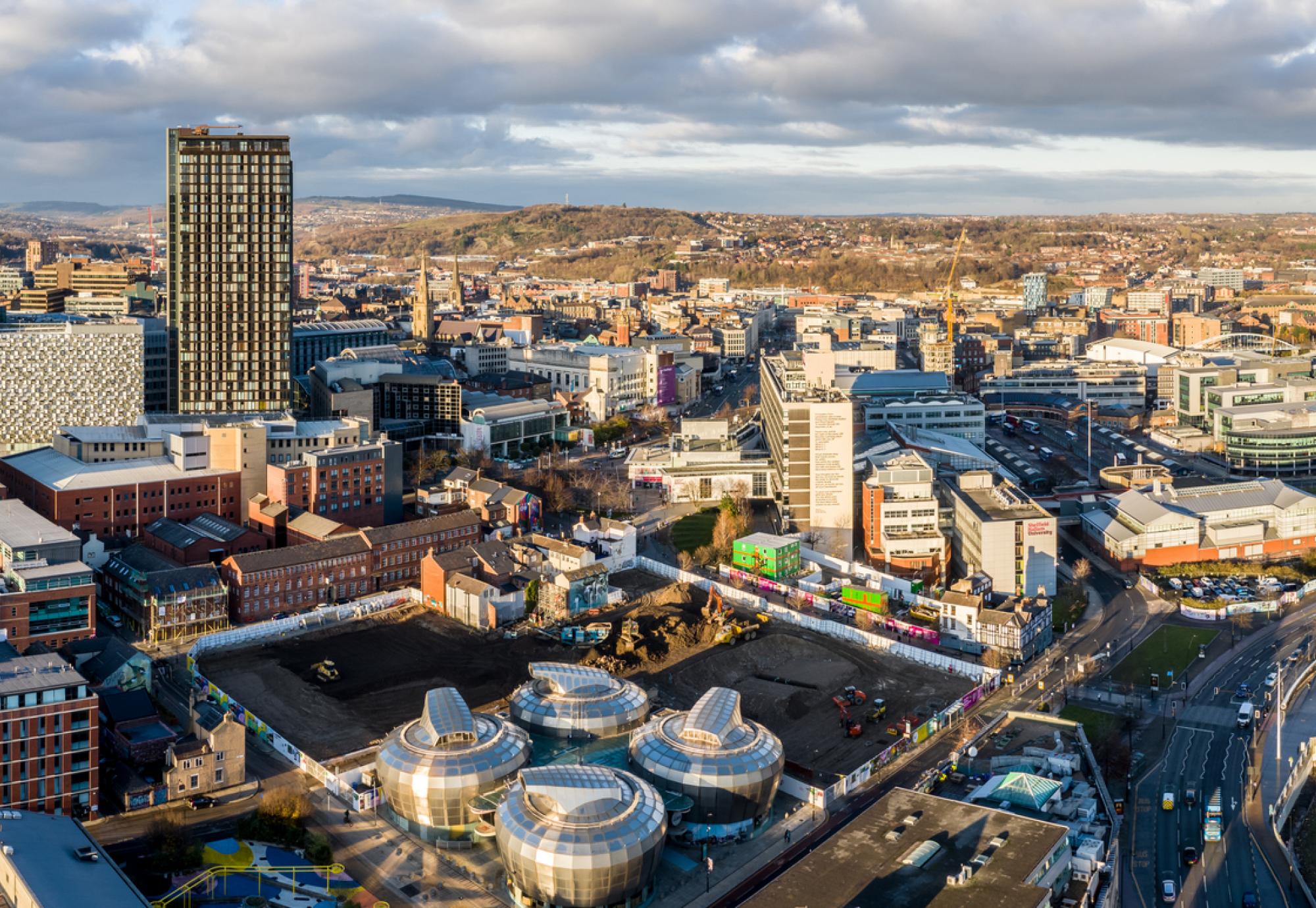 Aerial view of Sheffield city centre