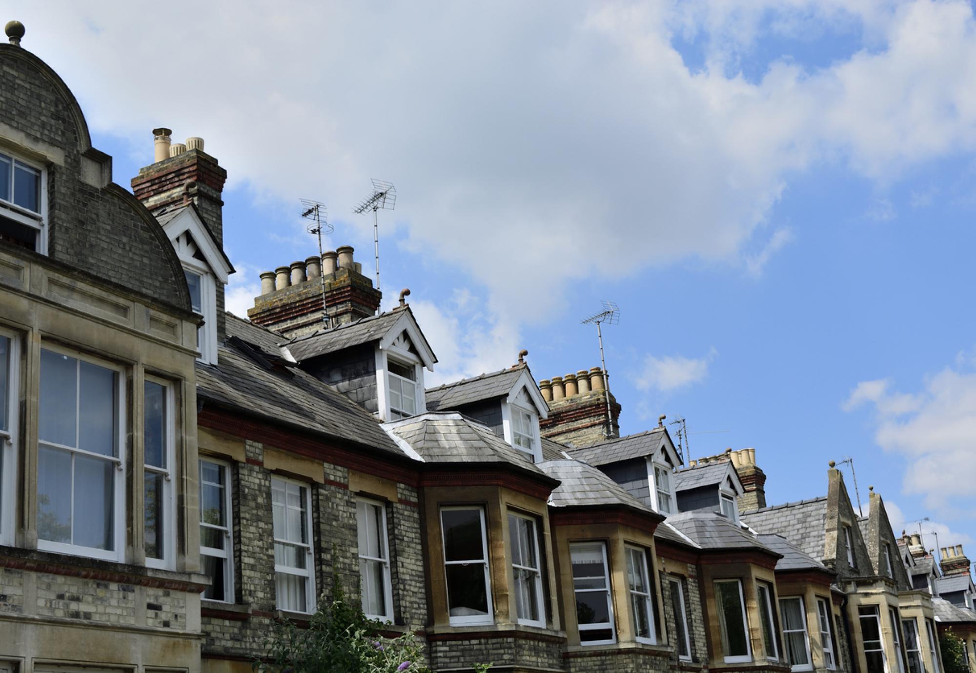 Tops of terraced homes