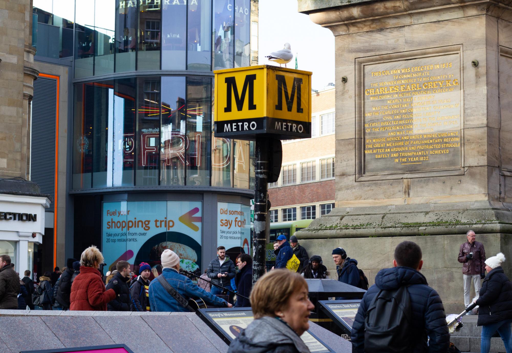 Sign for the Metro in Newcastle