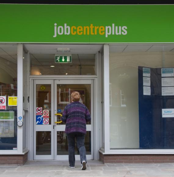 Woman walks into Job Centre Plus looking for a job.
