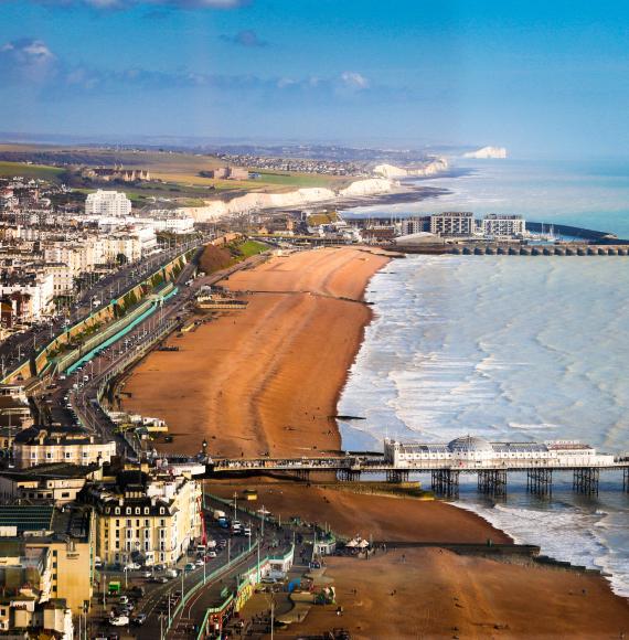 Aerial shot of Brighton in the UK