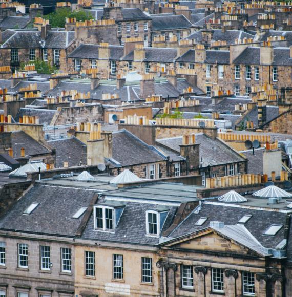 Aerial view of some houses in Edinburgh
