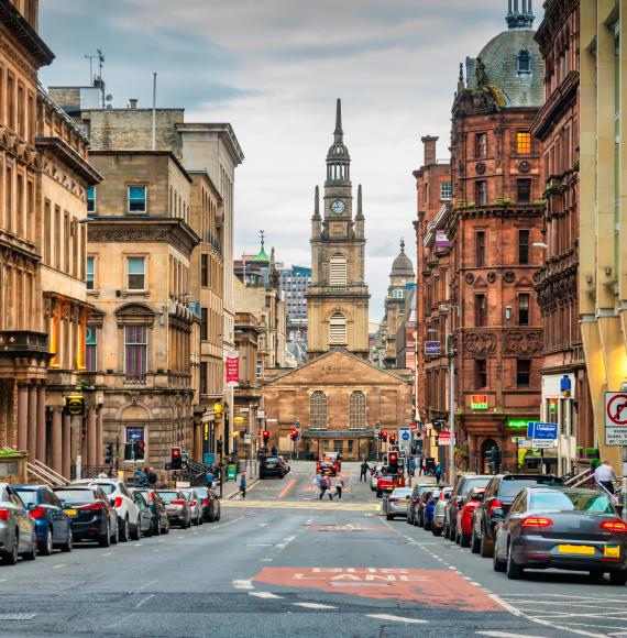 downtown Glasgow, Scotland.