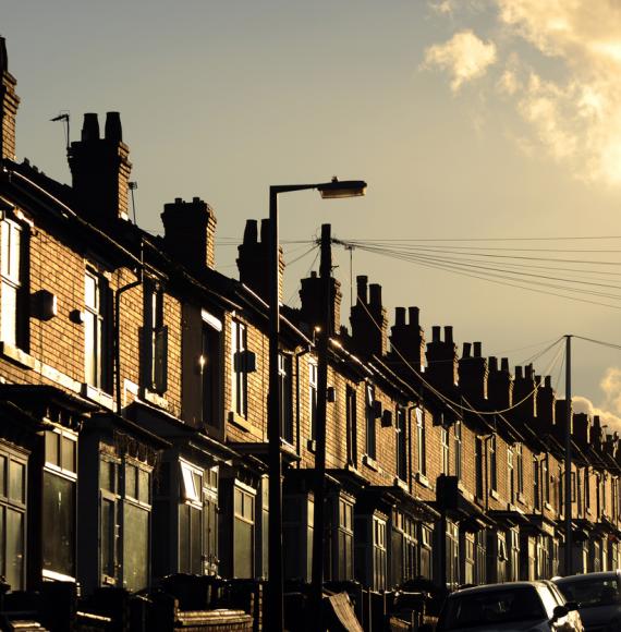 Row of Terraced Housing, Smethwick, Birmingham, Uk