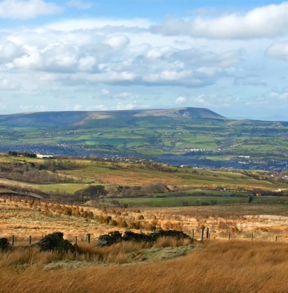 View of Burnley, Lancashire from the hills above