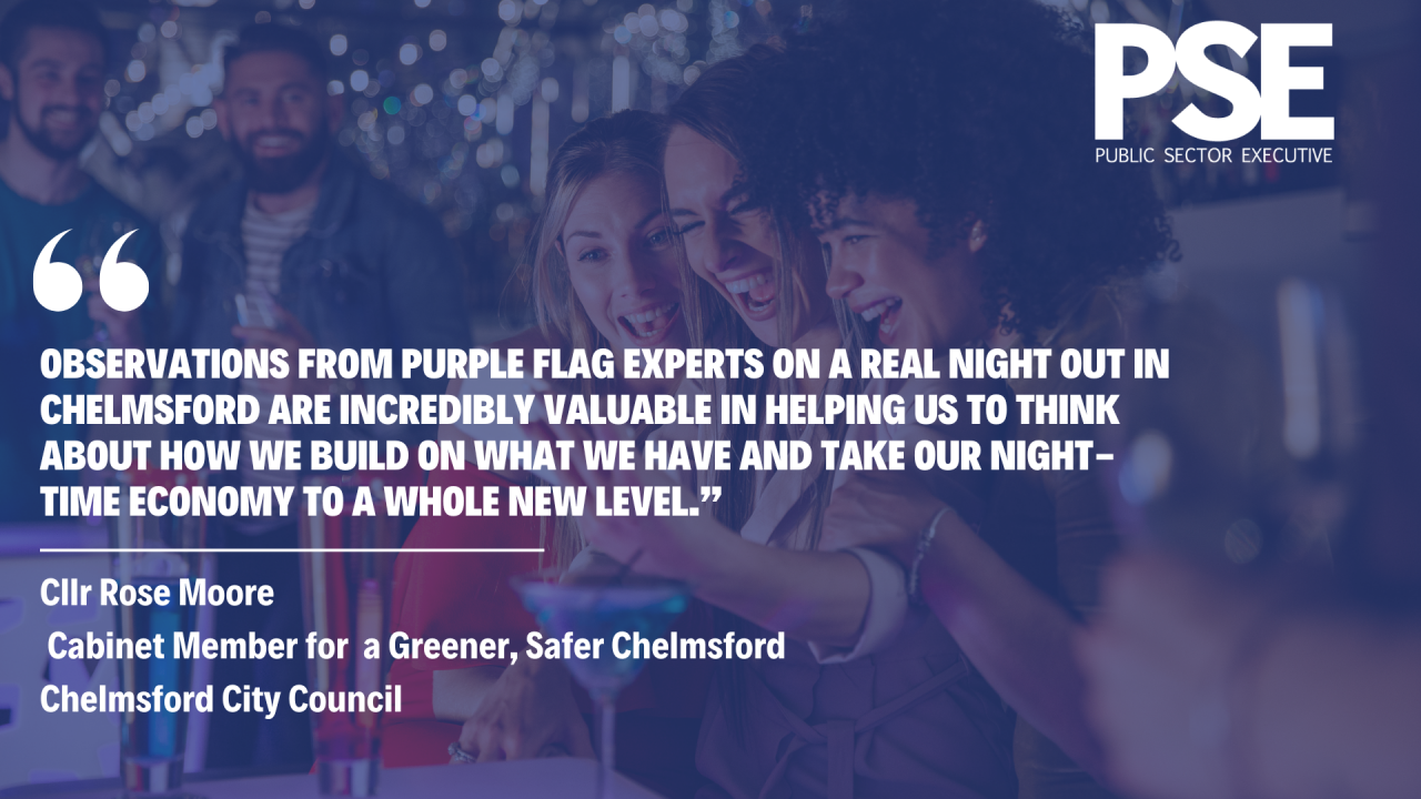 Quote from Chelmsford City Council on the Purple Flag