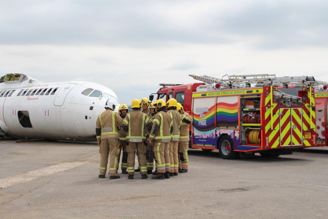 Firefighters training at Cotswold Airport