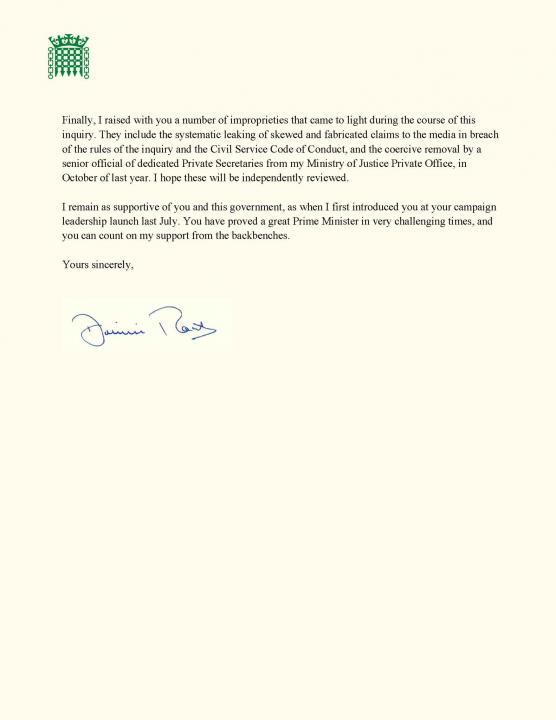 Dominic Raab's letter of resignation