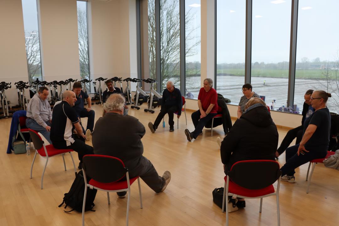 Older people doing yoga