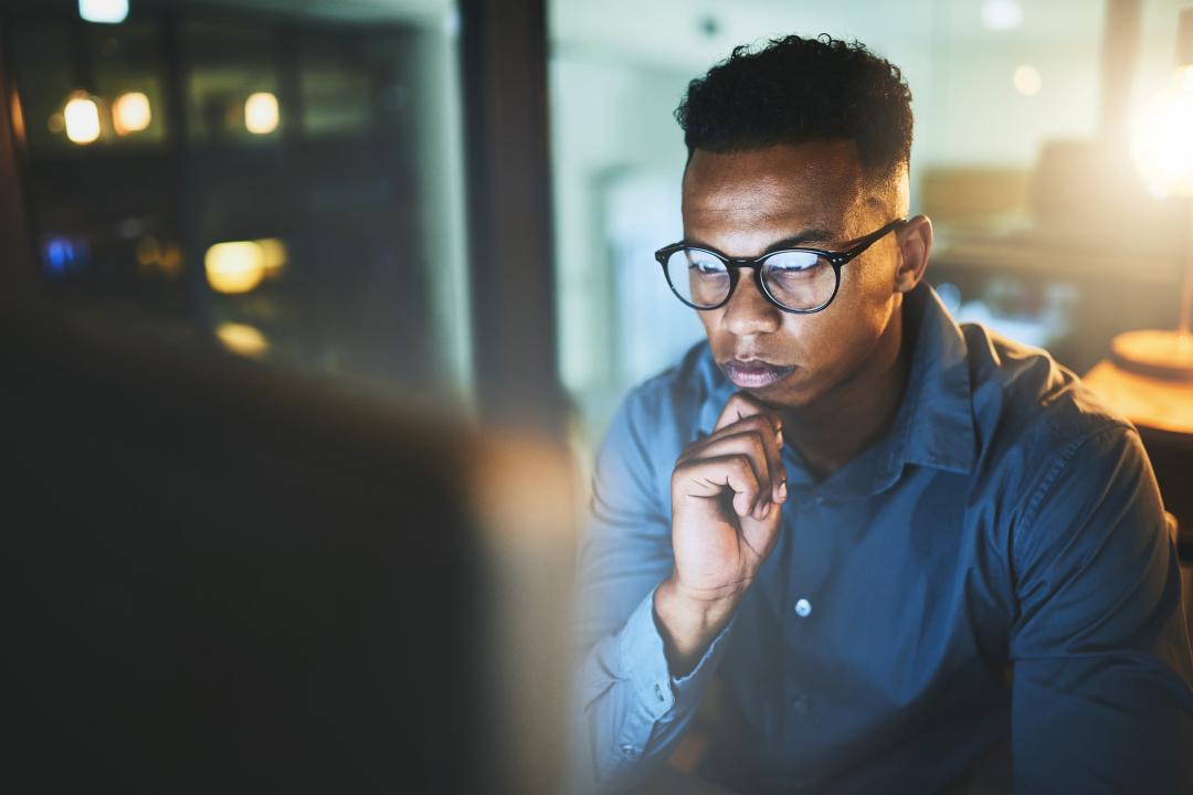 Young worker using a PC