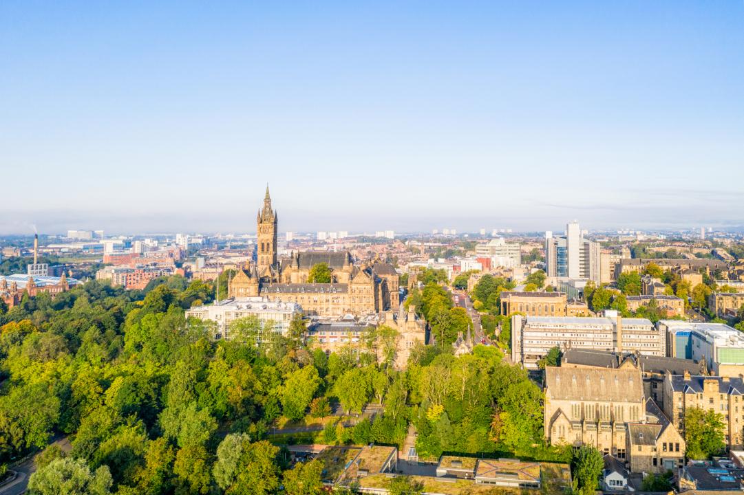 UK town with urban trees growing