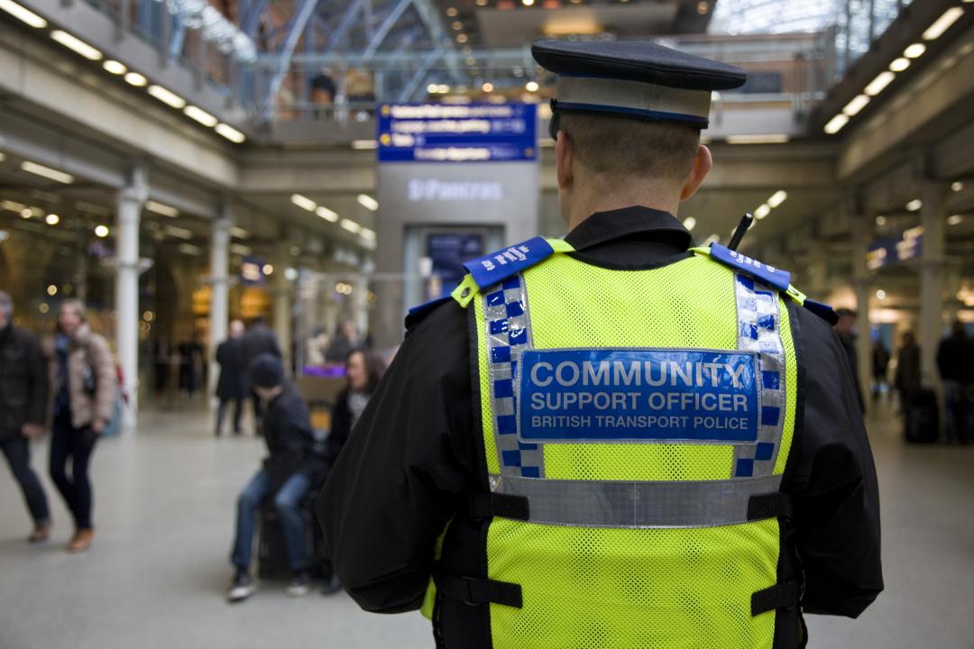 Community support officer in a UK train station
