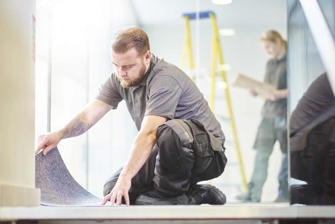 Carpet being replaced in an office building