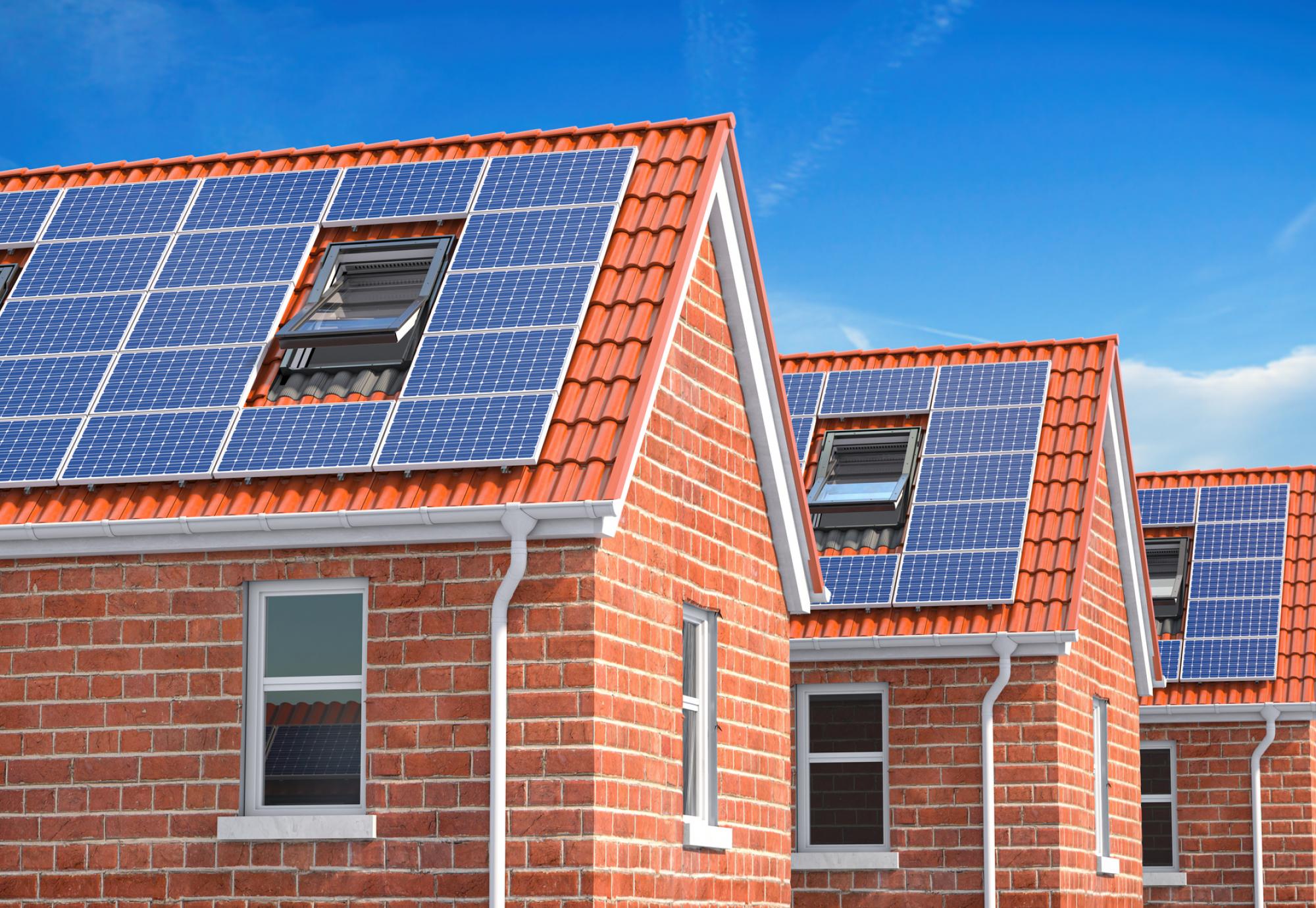 Solar panels on the top of the roof