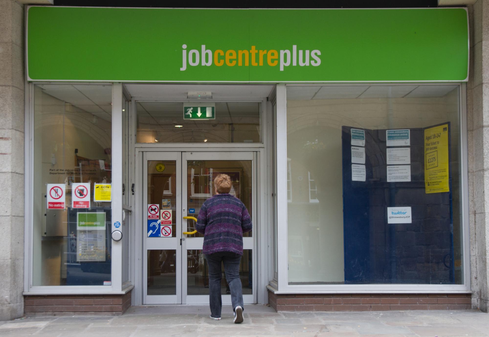 Woman walks into Job Centre Plus looking for a job.