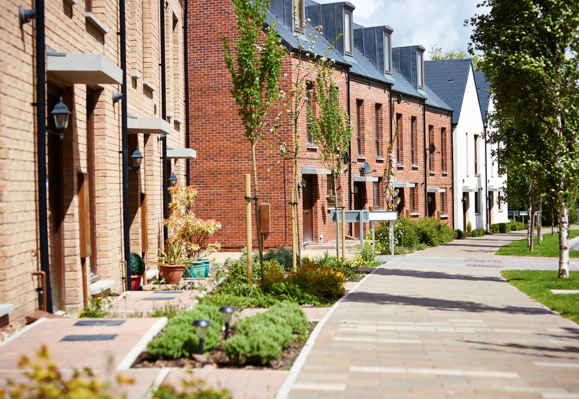 Sweeping image of typical British new build homes