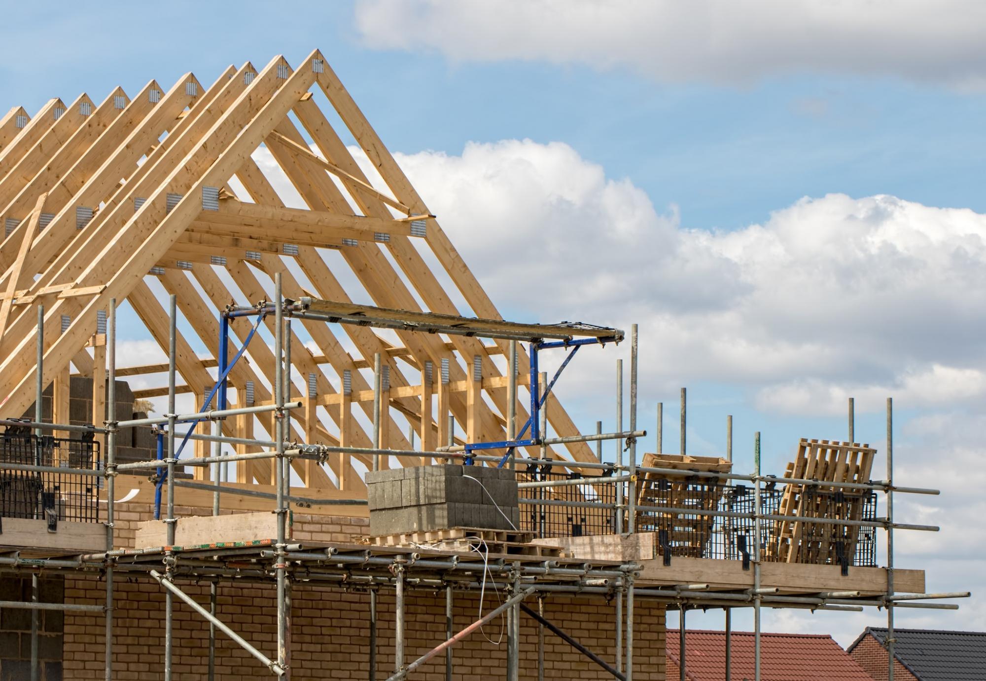 Houses being built on a construction site