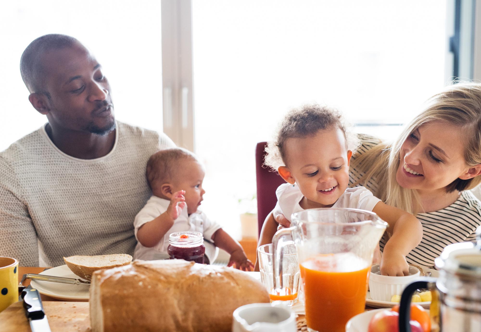 Young family at the kitchen table