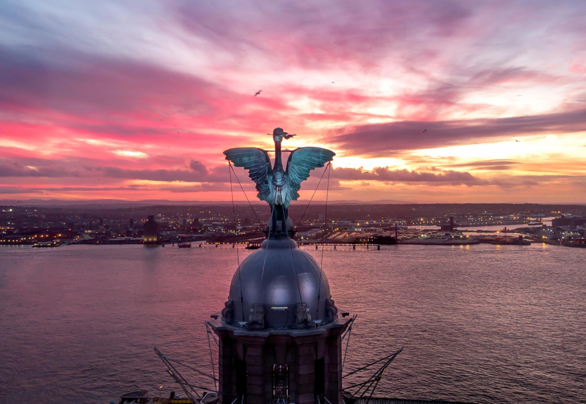 Liver building at sunset. 