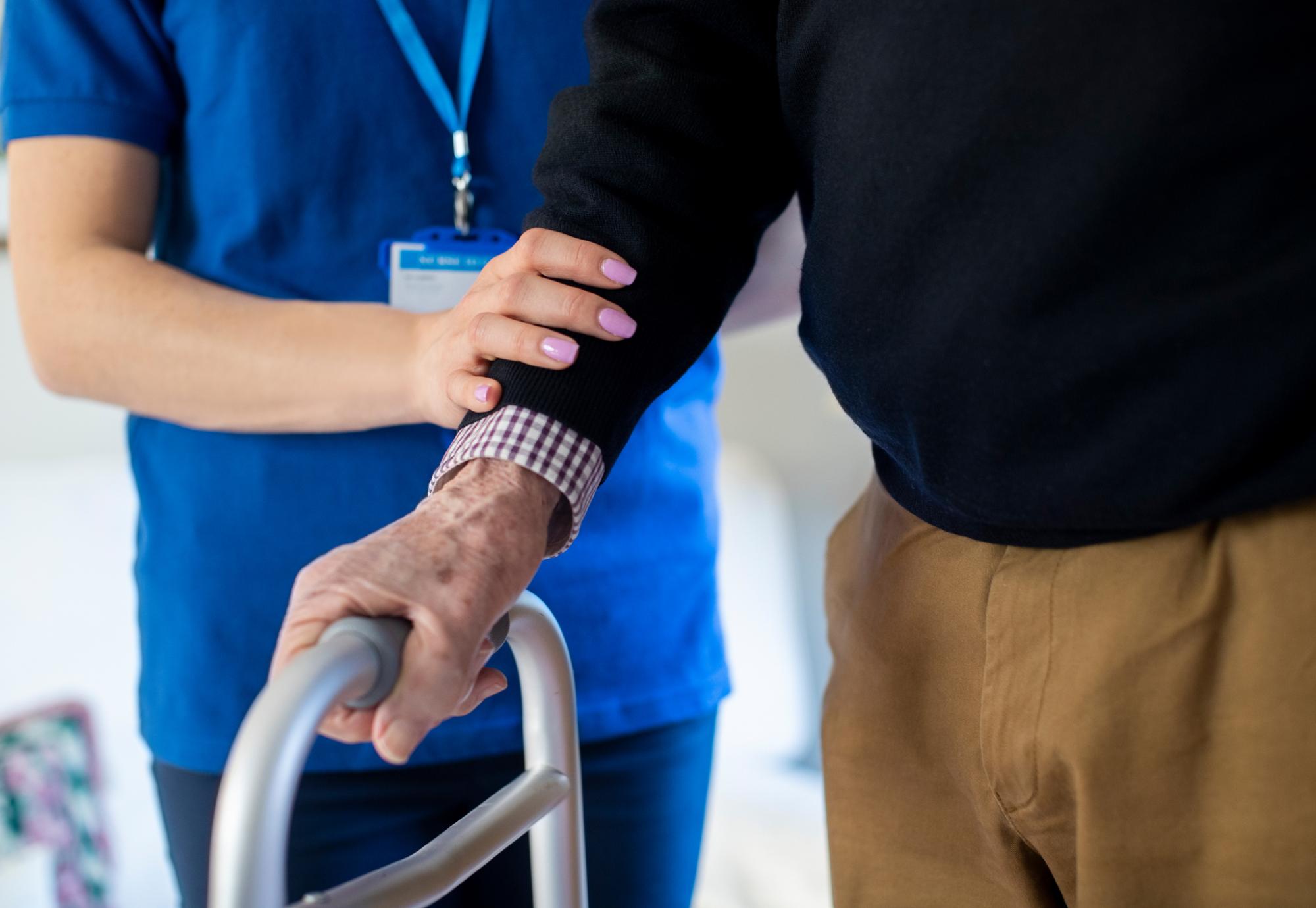 Elderly man with careworker