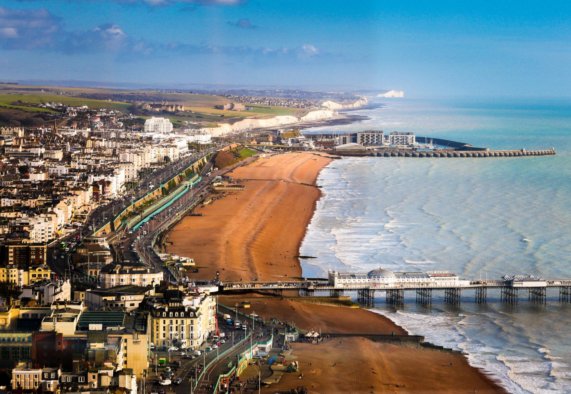 Aerial shot of Brighton in the UK