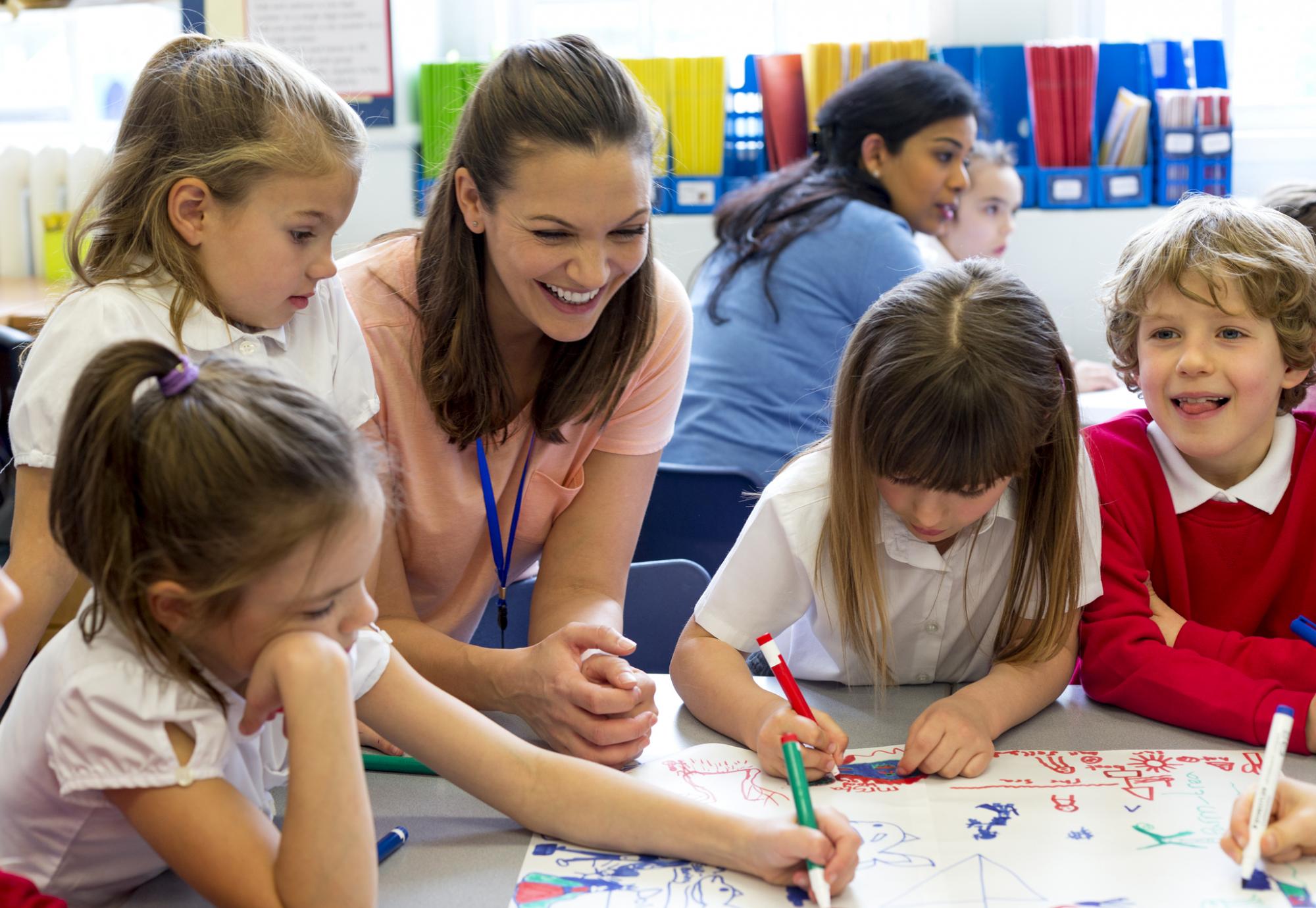 Teacher with pupils