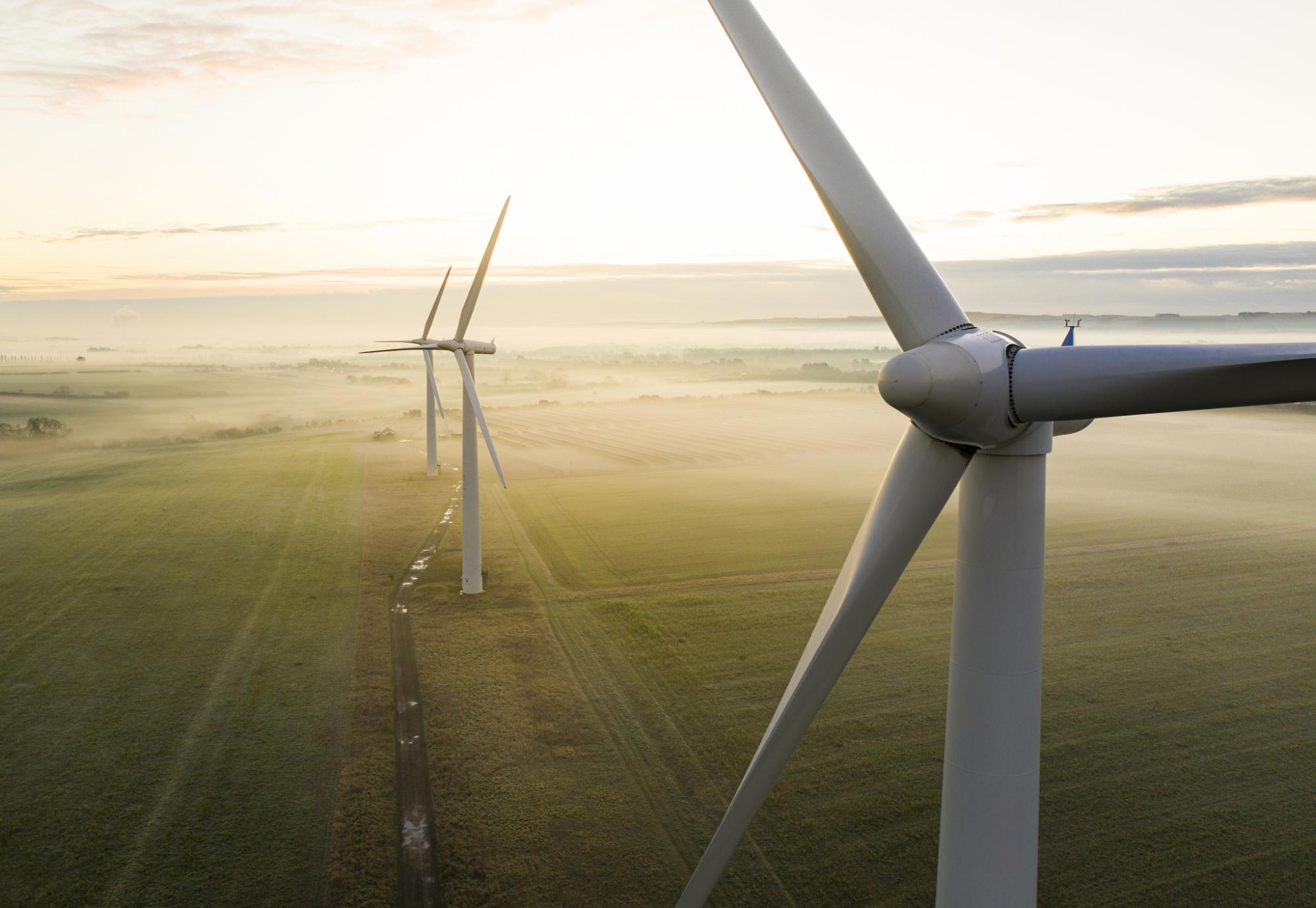 Wind turbines in the UK countryside