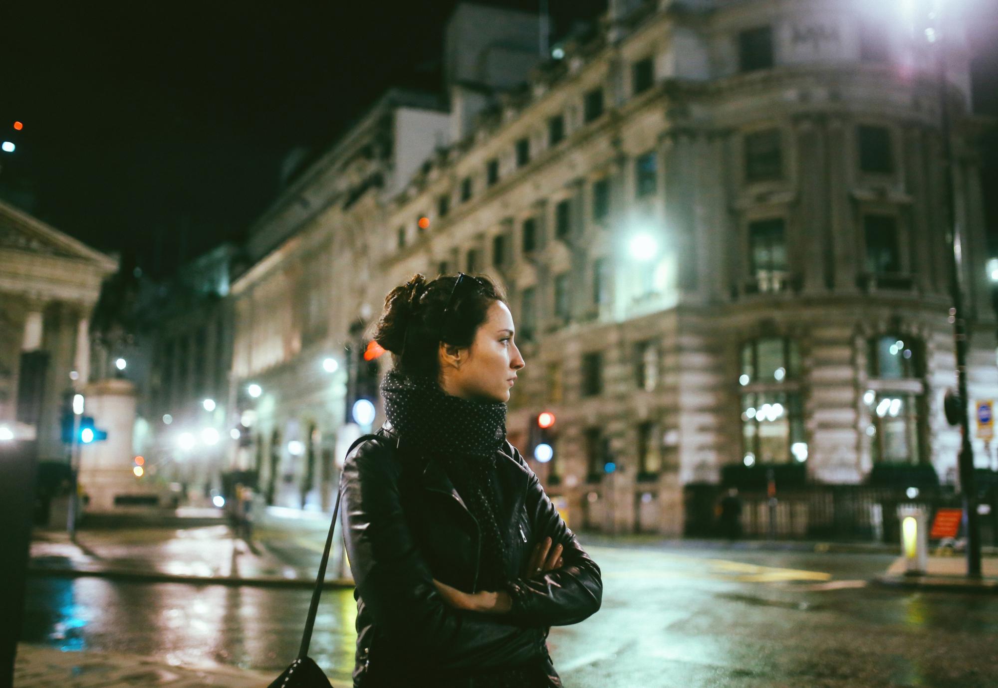 Woman walking alone