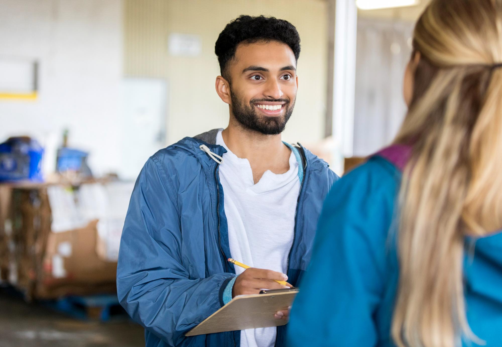 Young man at a homeless shelter