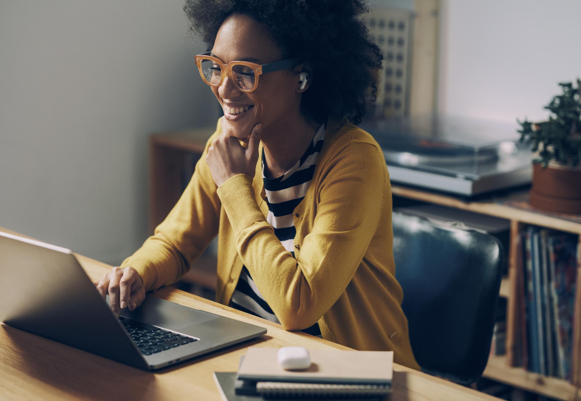 Woman using a laptop