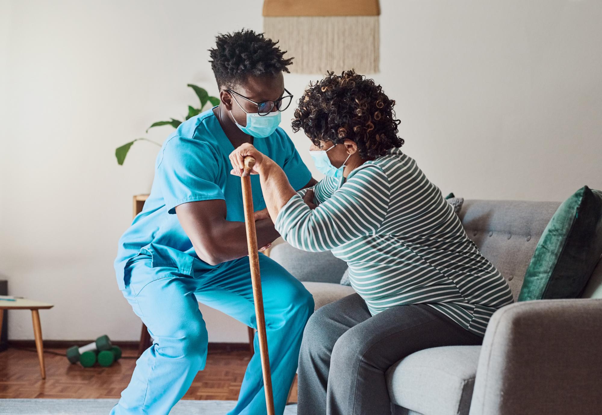 Care worker with lady