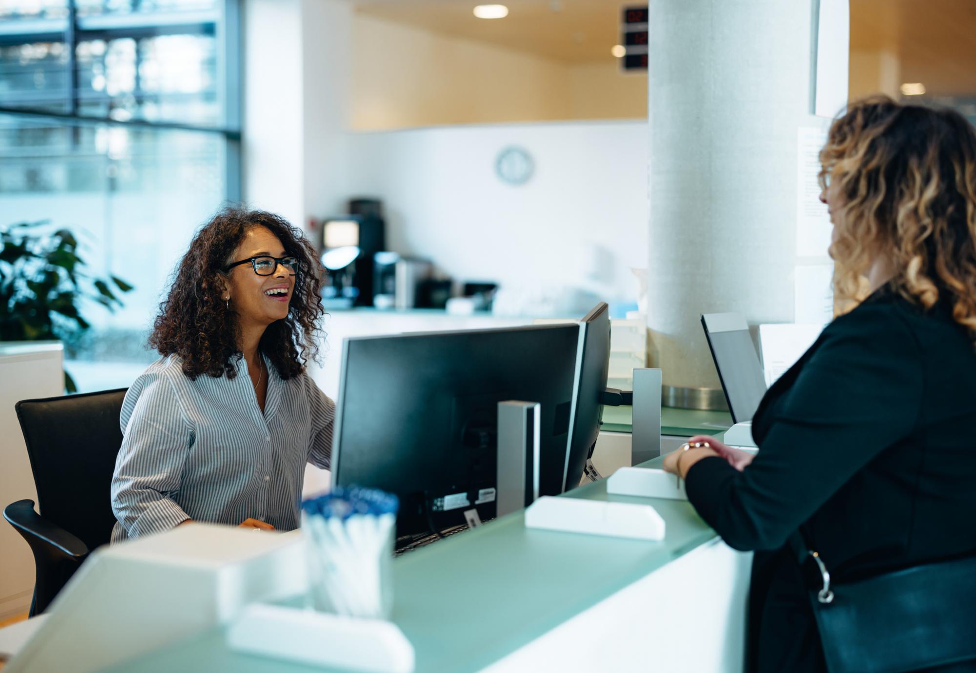 Receptionist and customer