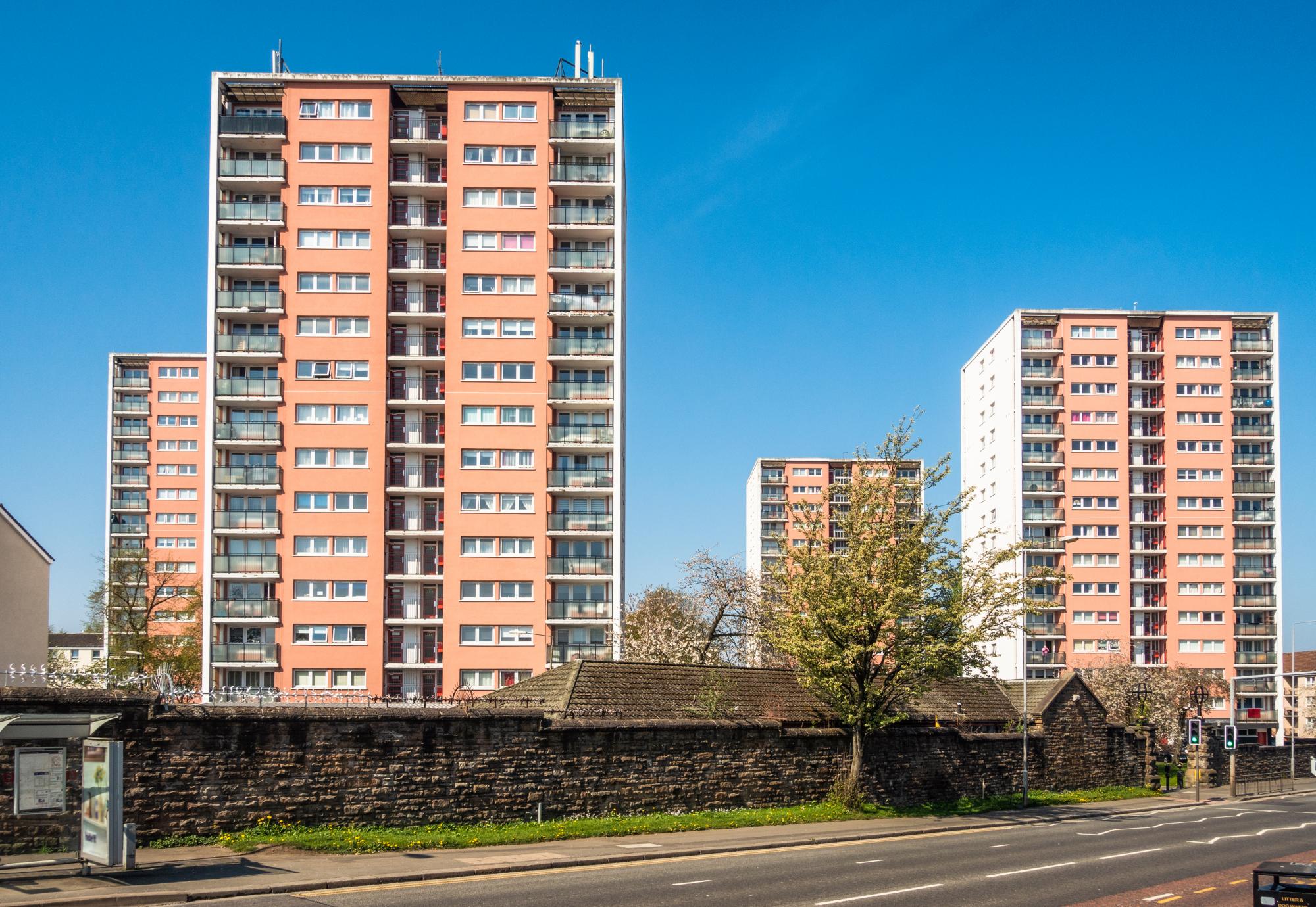 View of two blocks of flats in the UK