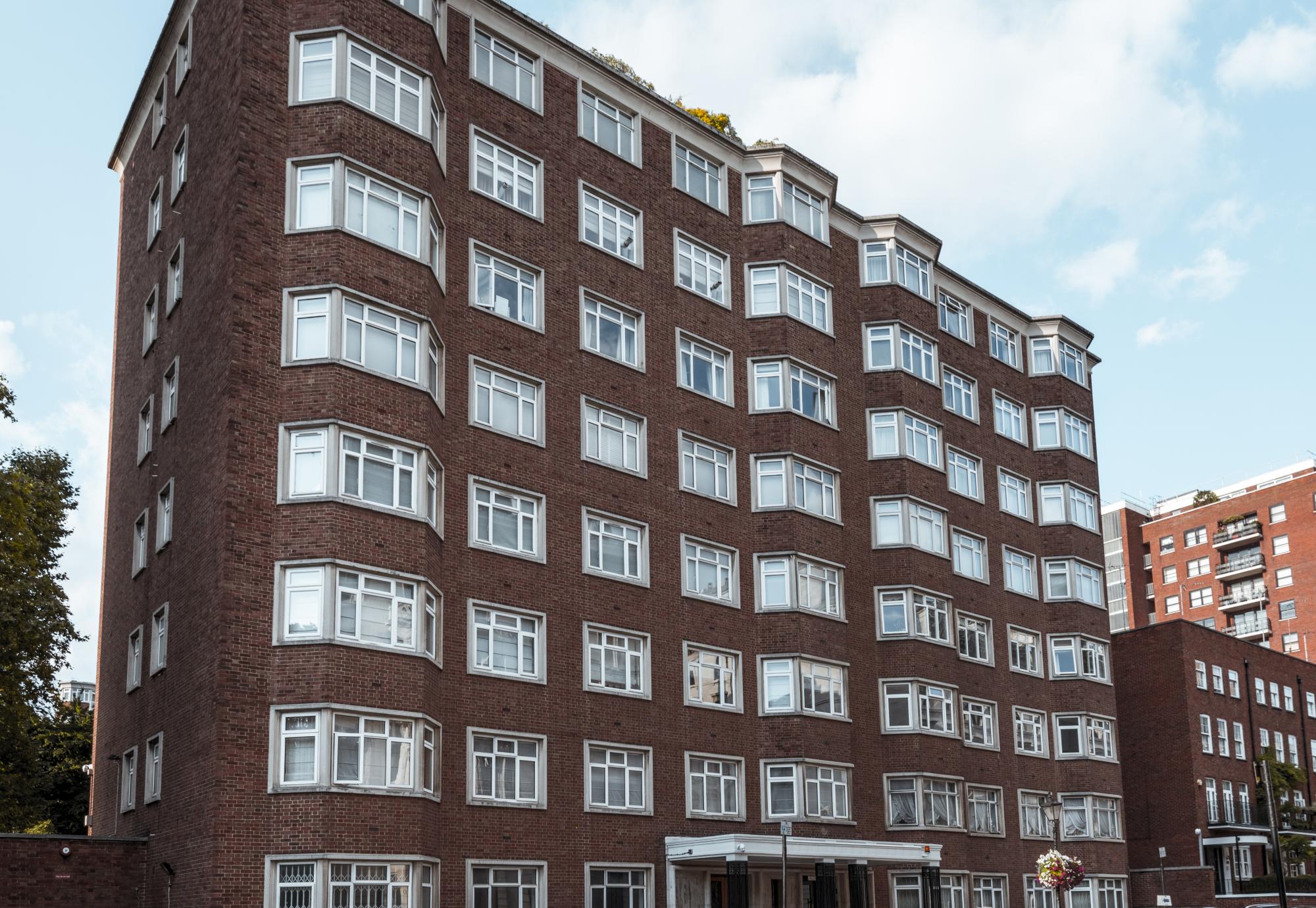 Exterior of block of flats in London