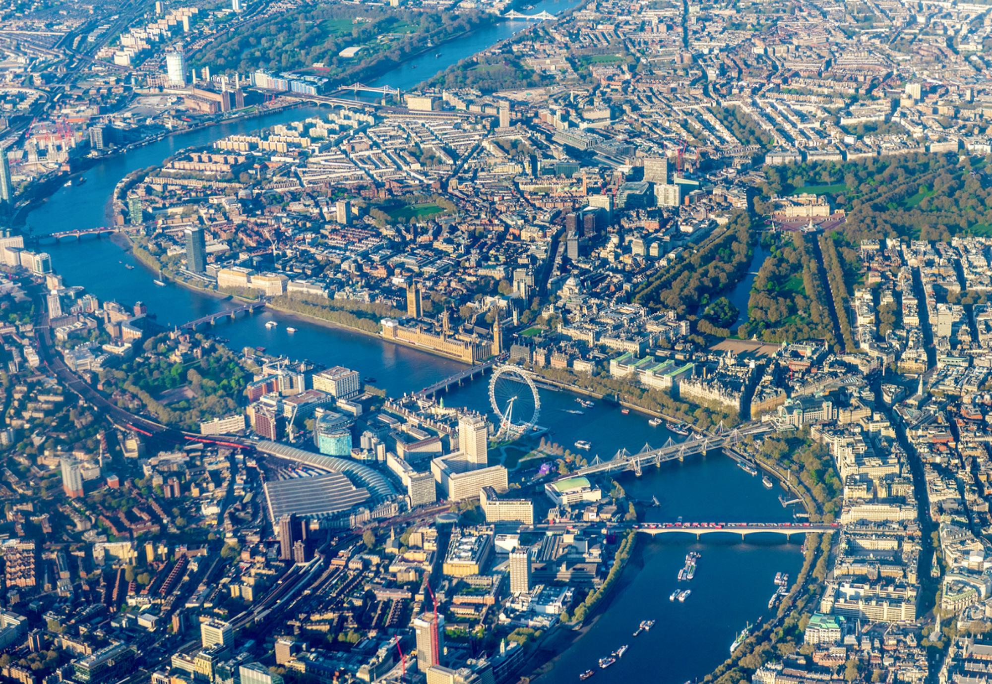 Aerial view of Westminster, London