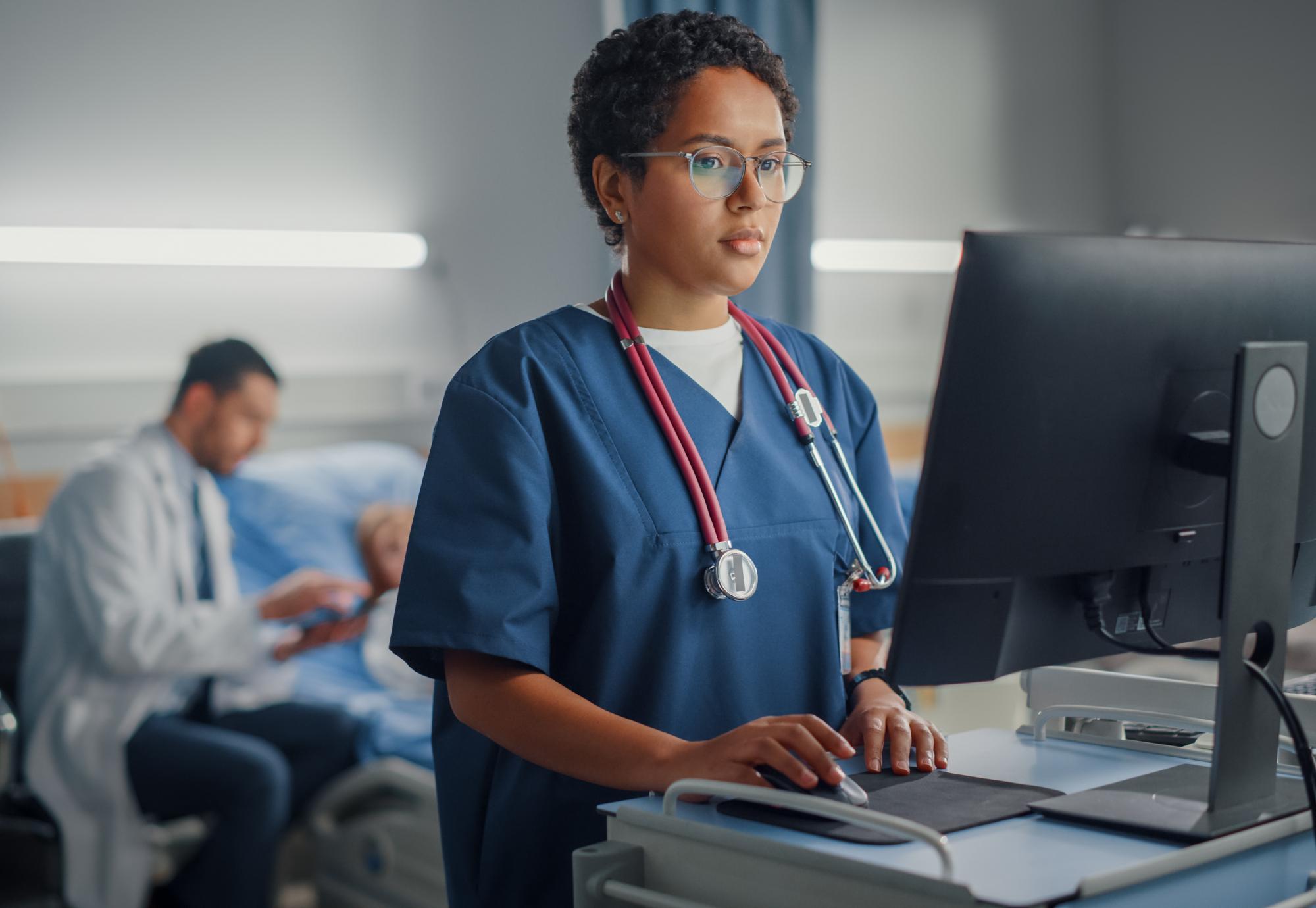 Nurse on a computer