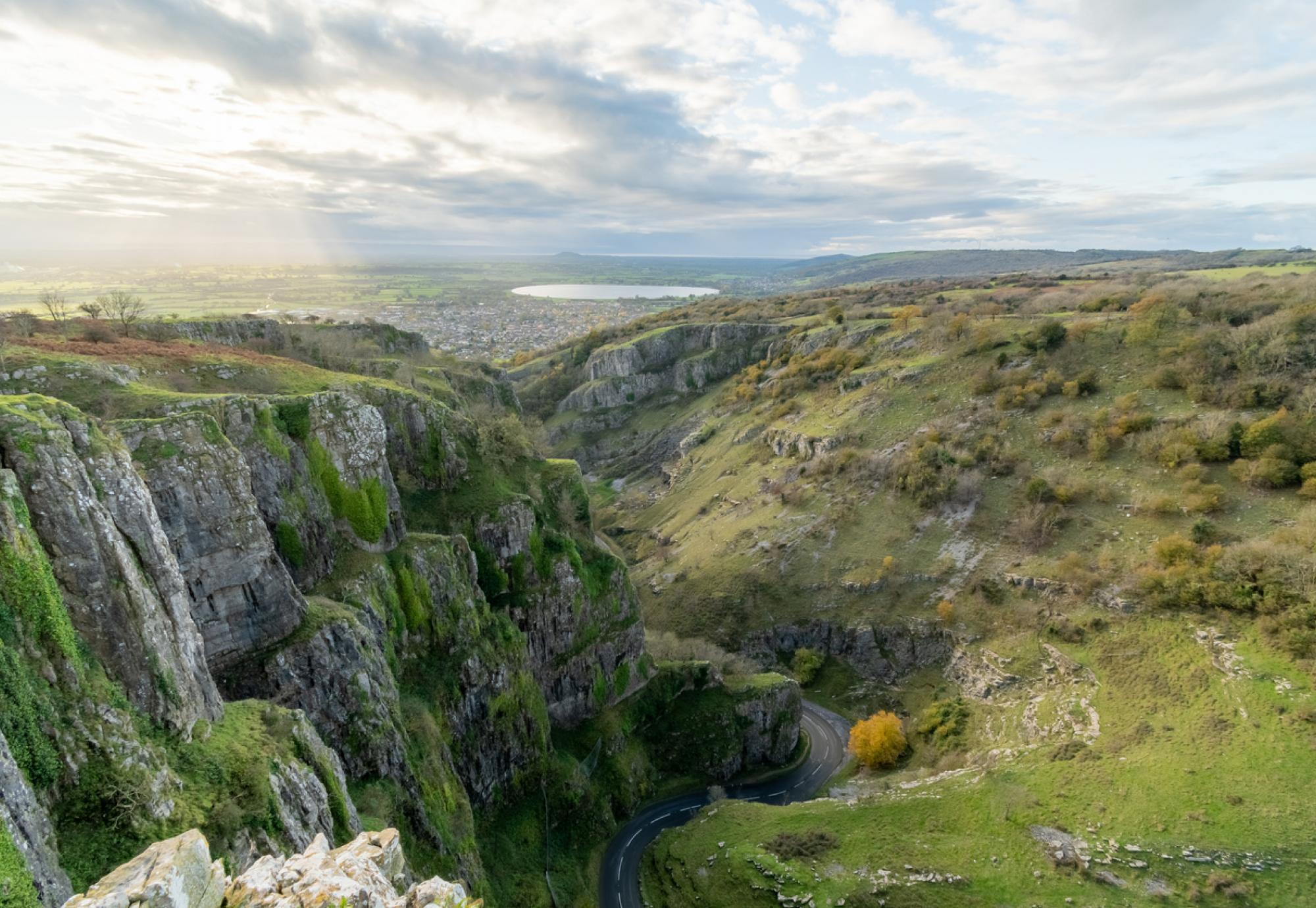 Aerial view of Cheddar Gorge