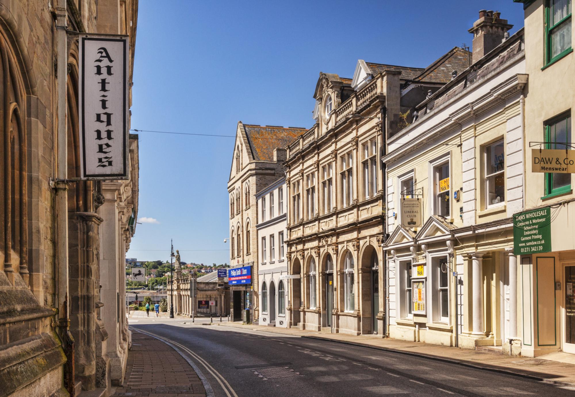 View of a street in Barnstaple, North Devon