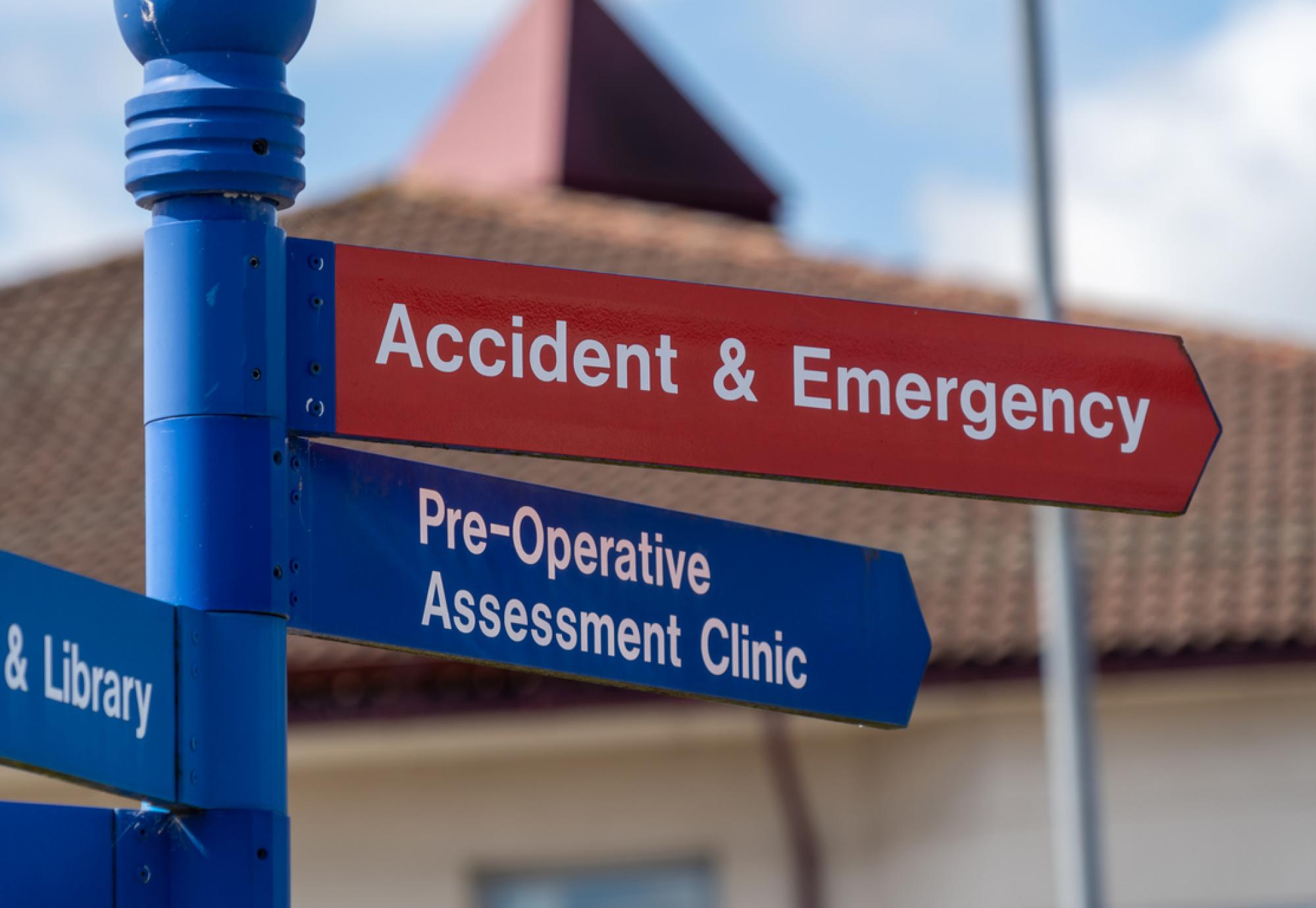 Signs outside a hospital