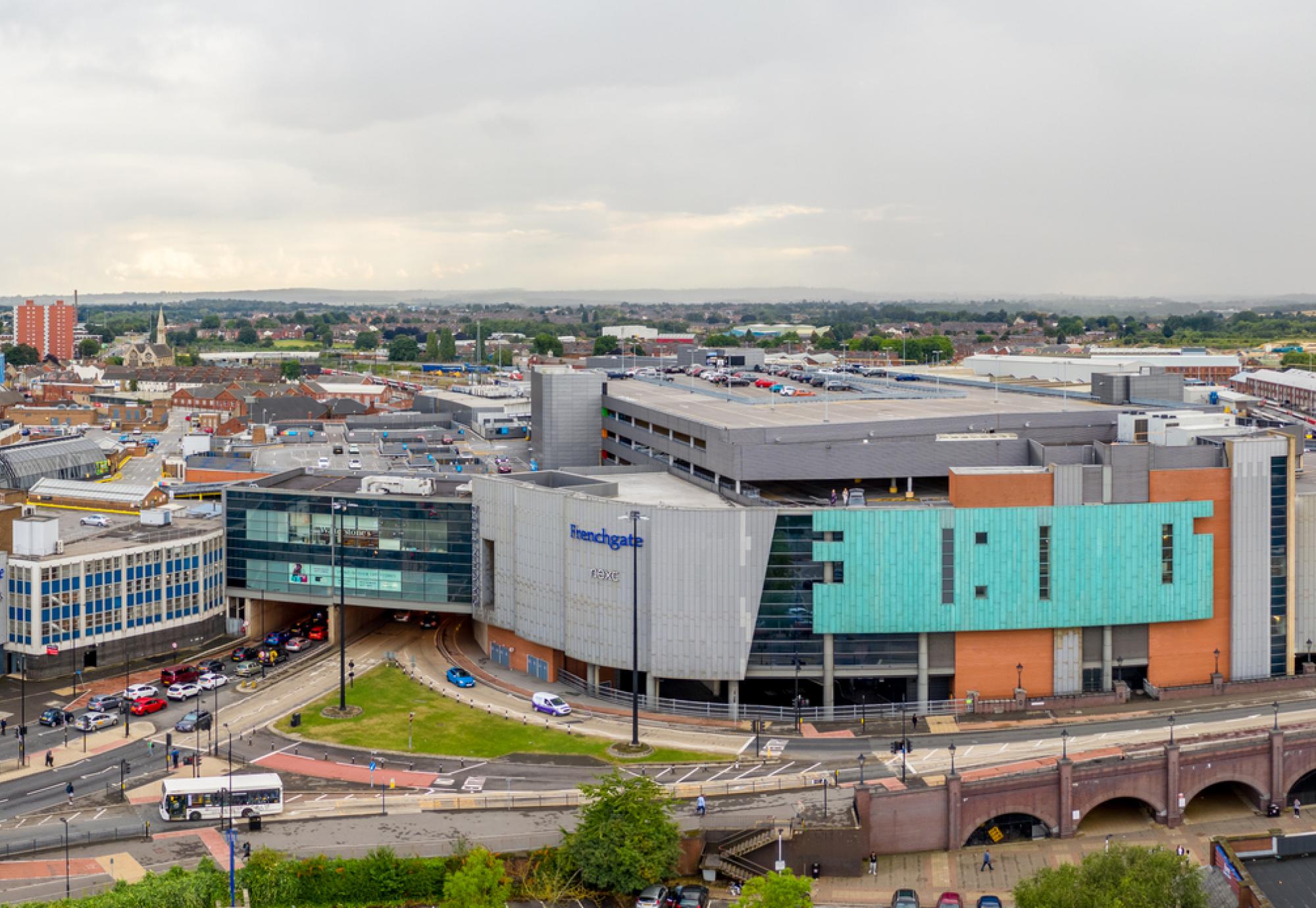 Aerial view of Doncaster town centre