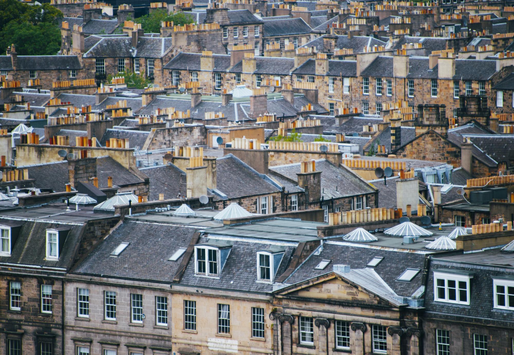 Aerial view of some houses in Edinburgh