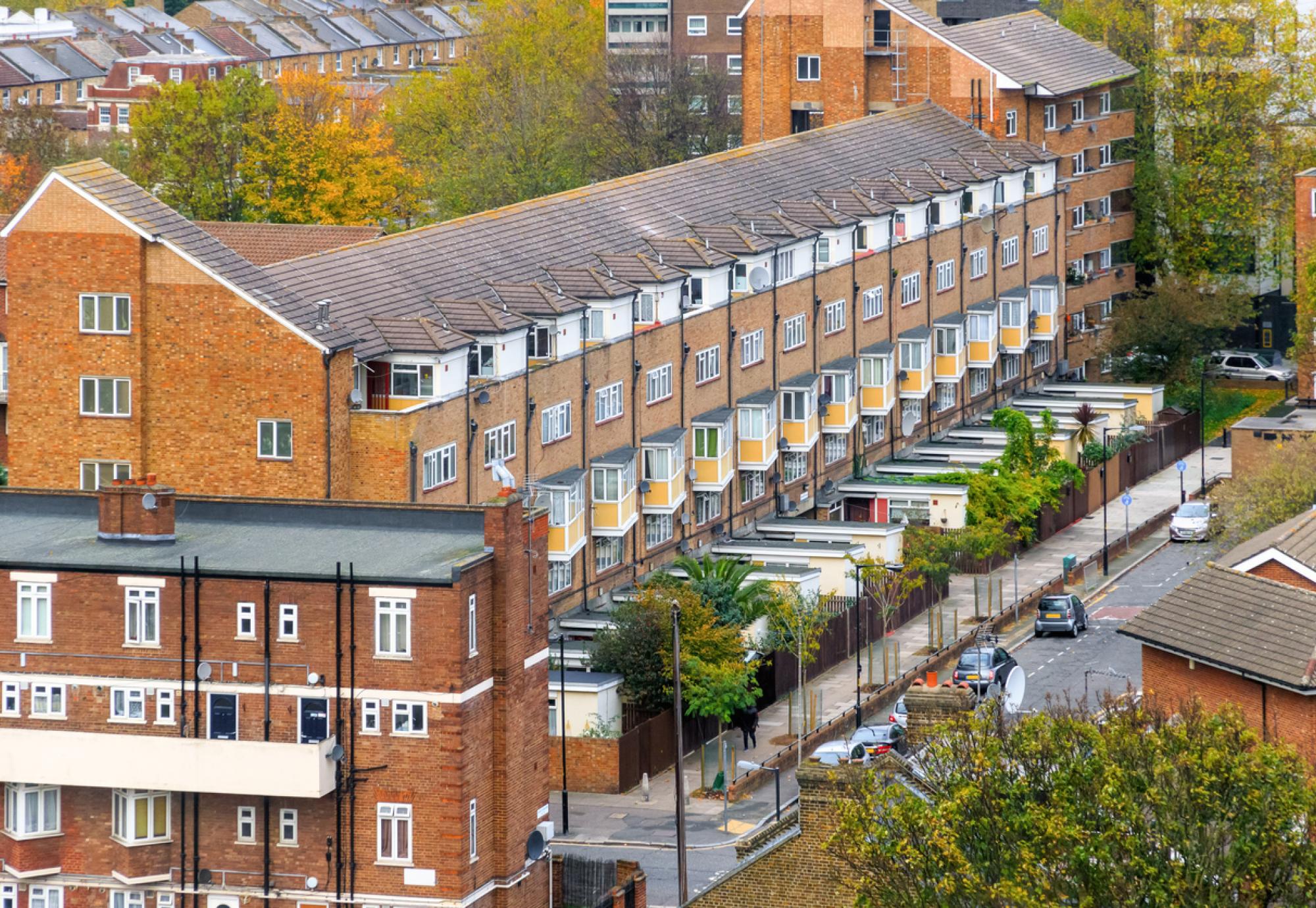 View of terraced houses in England
