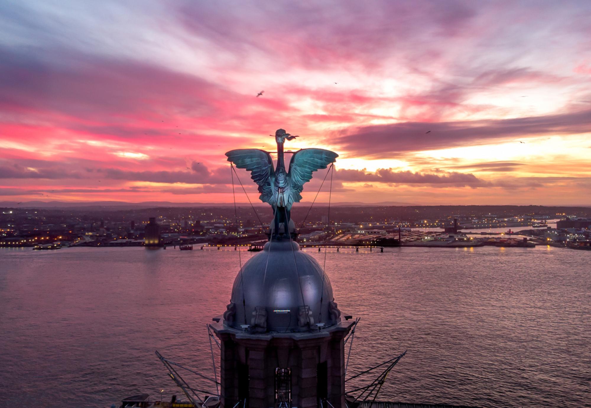 Liver building at sunset