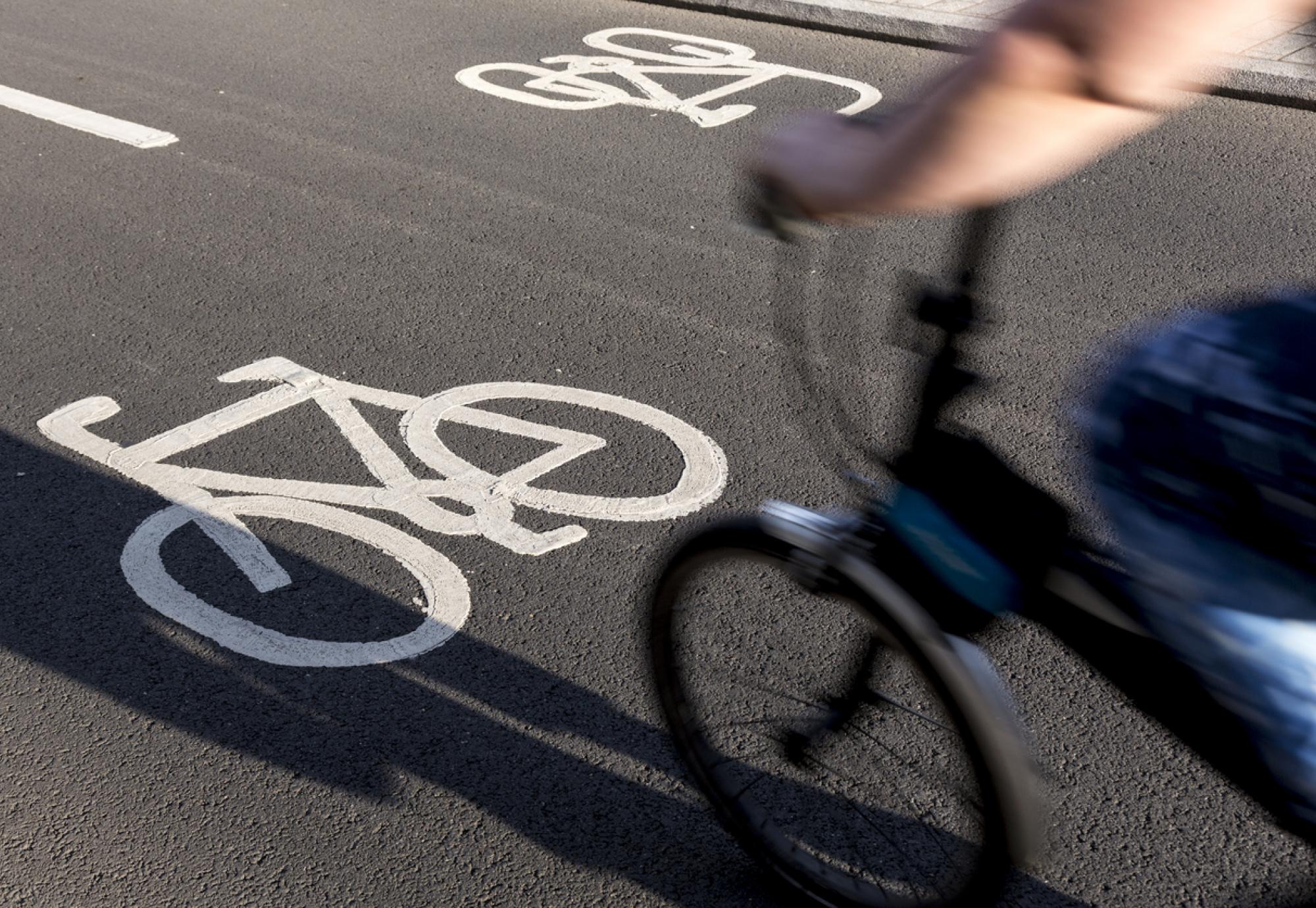 image of someone riding on a cycle path