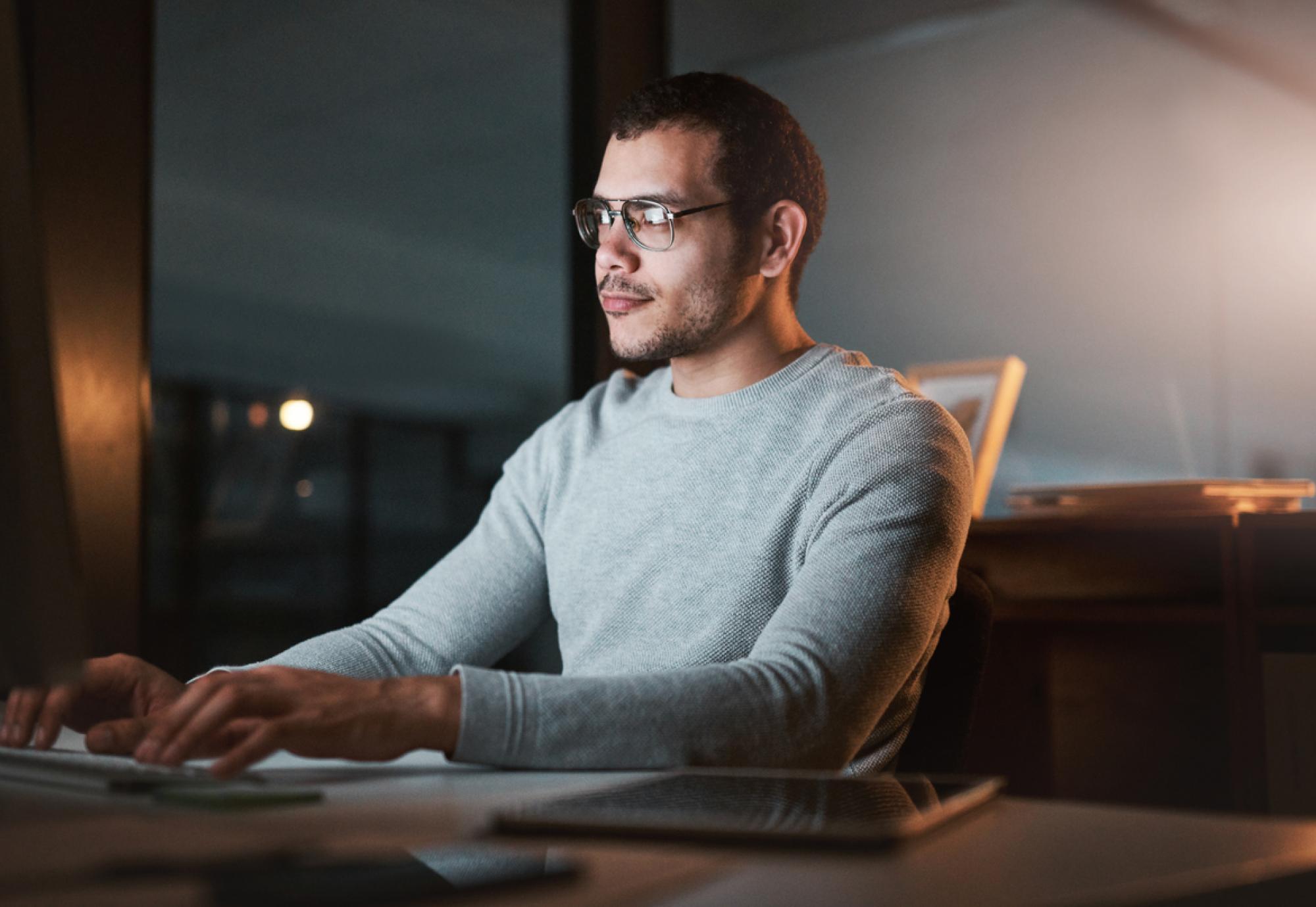 Man working on a computer