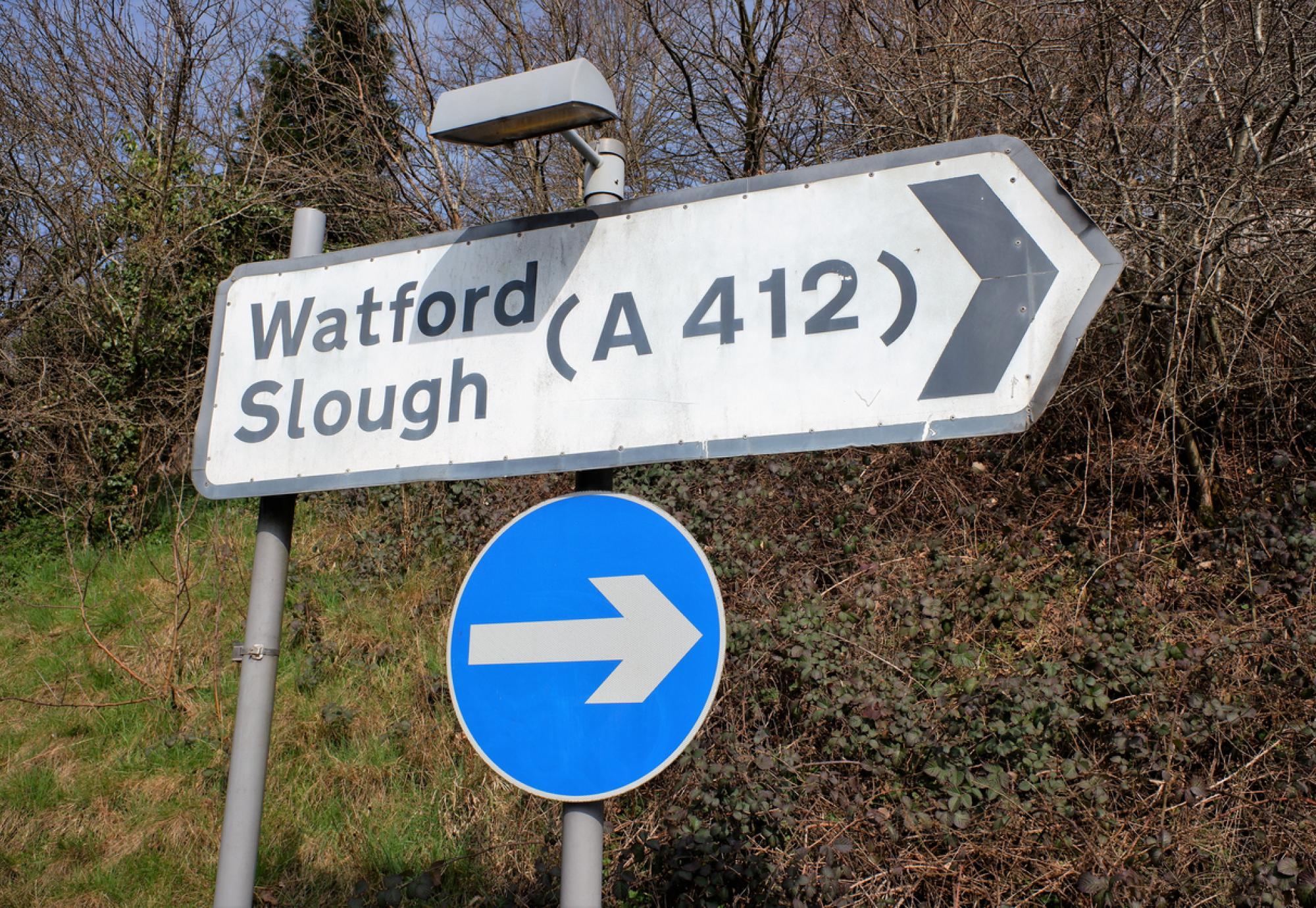 Road sign for Slough
