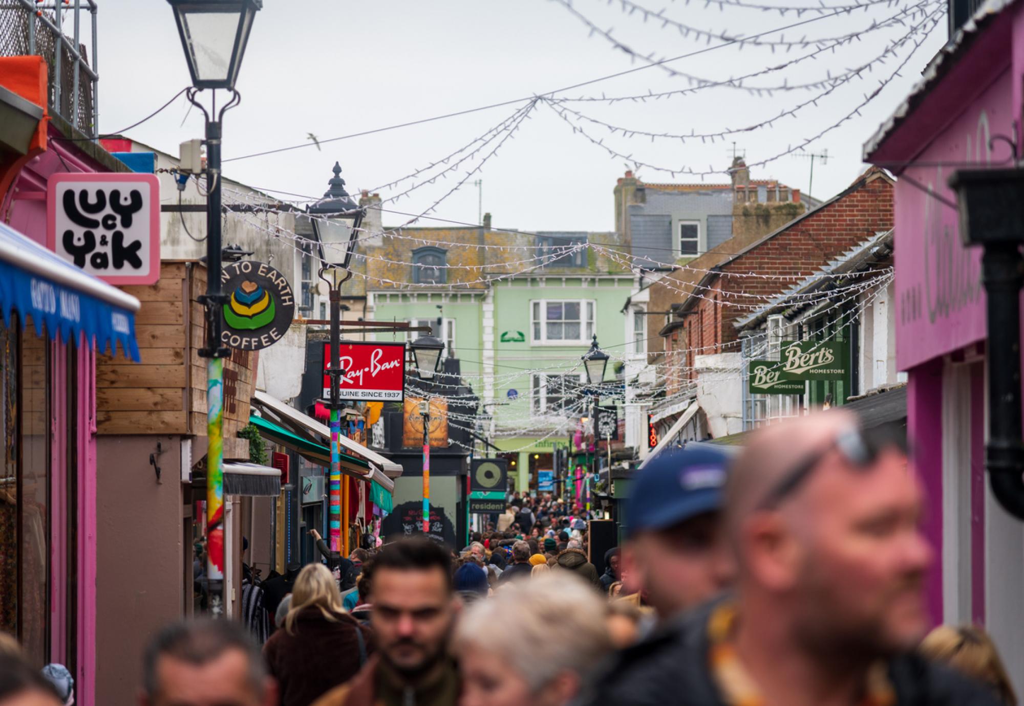 Busy street in Brighton