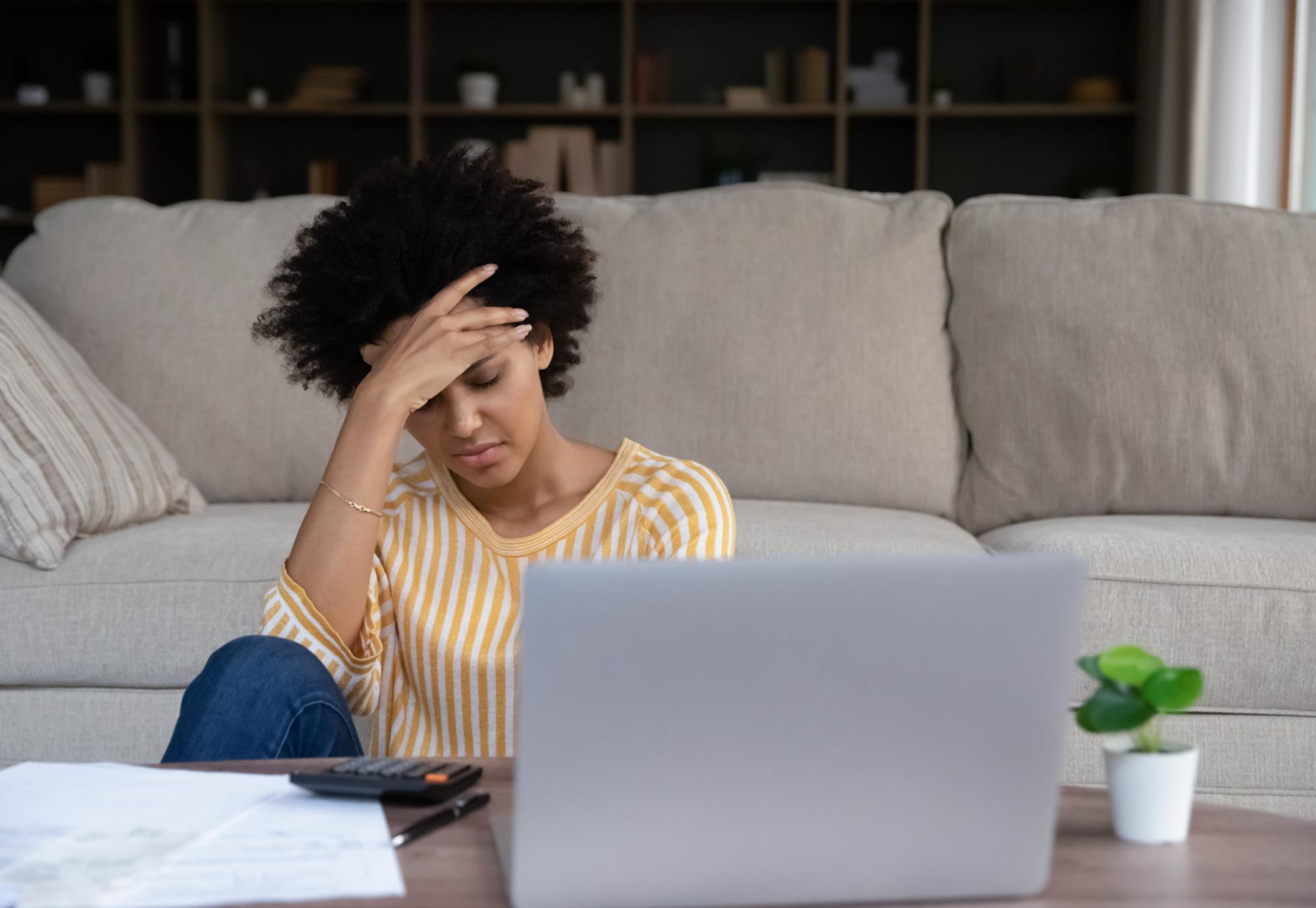 Young woman looking sad