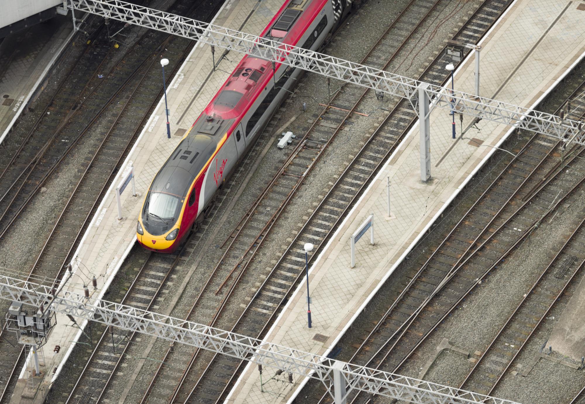 Above shot of train at Birmingham Station